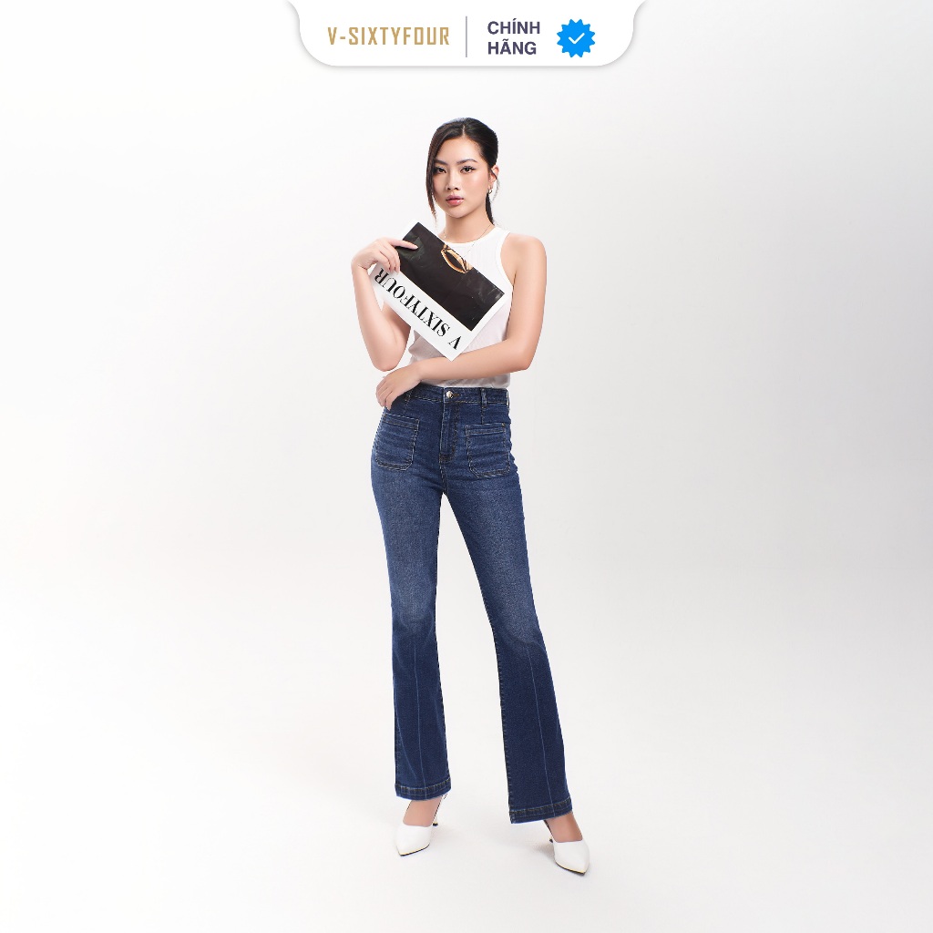 QUẦN DÀI NỮ DÁNG LOE MÀU LIGHT BLUE - LIGHT BLUE FLARED WOMEN'S JEANS - 124WD2084B1930