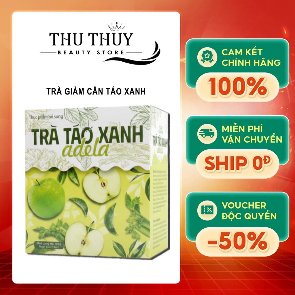 Trà Giảm Cân Slim Adela Vị Táo Xanh Hộp 12 Gói - mẫu mới Trà Thảo Mộc Kelly's Detox Chính Hãng