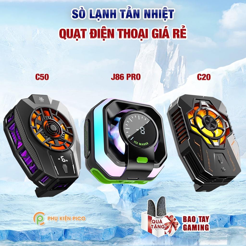 Quạt tản nhiệt điện thoại sò lạnh giá rẻ gaming J22 / J42 / J86 Pro / C20 / C50 giảm nhiệt nhanh