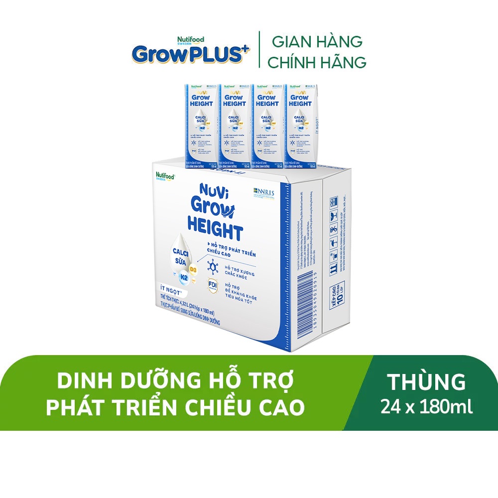 [Livestream Lucie] Thùng 24 hộp SBPS Nuvi Grow Height 1+ hỗ trợ phát triển chiều cao hộp 180ml