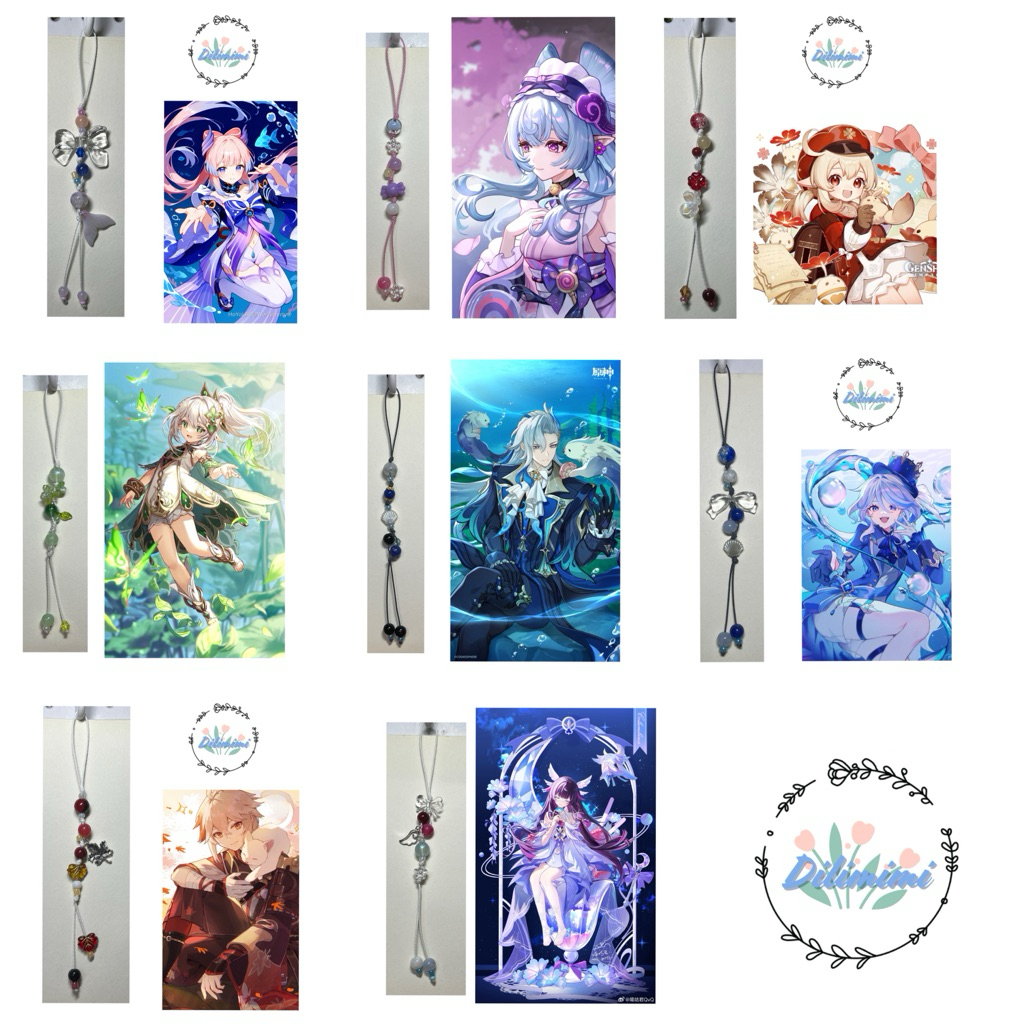 Genshin Impact Móc khóa/ Dây đeo điện thoại charm handmade: Venti, Furina, Columbina, Lauma,…