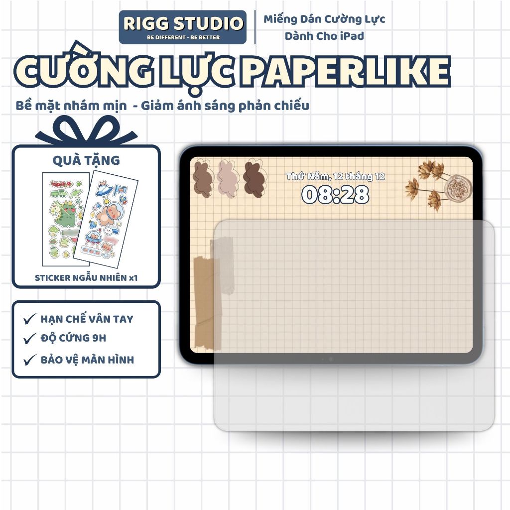 Cường Lực Paperlike Độ Cứng 9H Bảo Vệ Dành Cho iPad Air M3 2025, iPad Gen A16, iPad Pro 2024