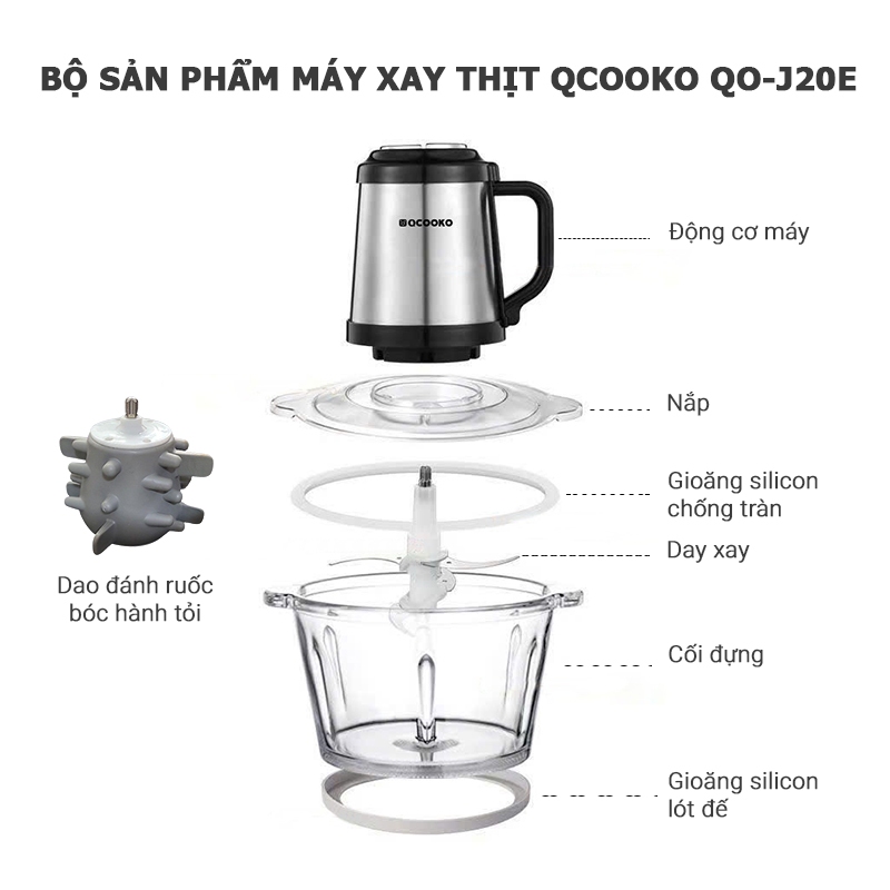 Máy Xay Thịt Đa Năng Bear QSJ -B02Q1 Gồm 4 Lưỡi Kép 2 L Xay Thịt Rau Củ Quả Tiện Lợi | BigBuy360 - bigbuy360.vn