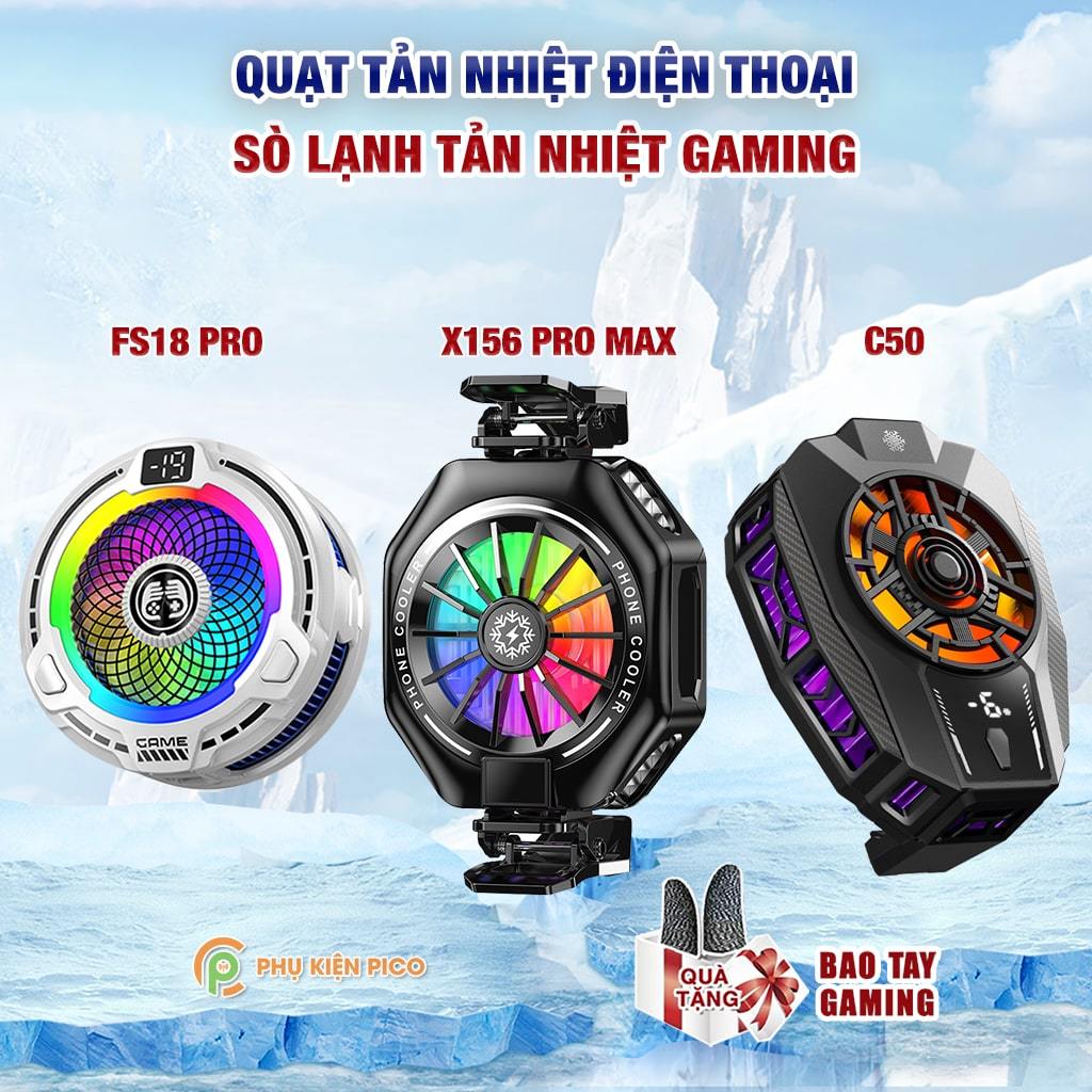 Quạt tản nhiệt điện thoại sò lạnh FS18 Pro AI / K13 Max / C20 / C50 hỗ trợ chơi game livestream