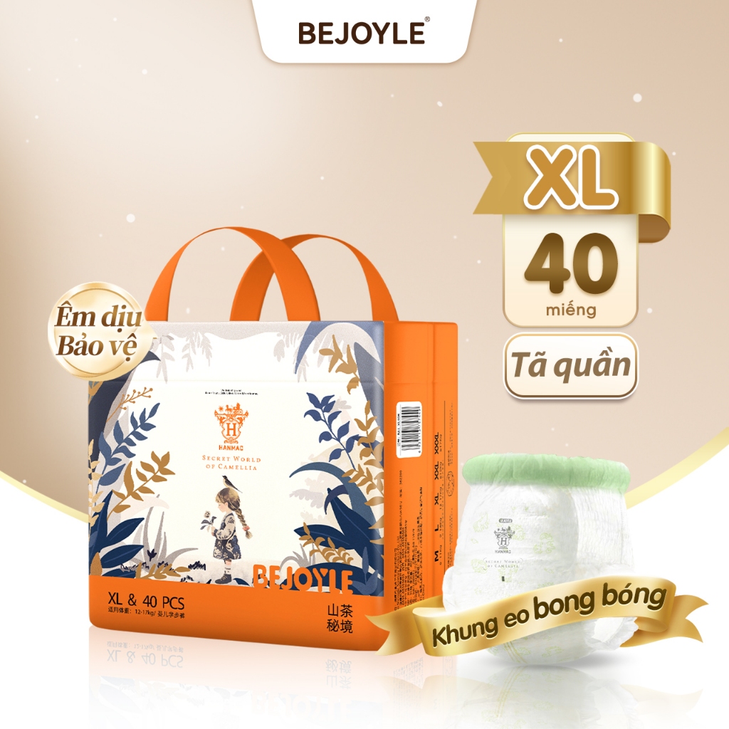  Hanmac Bỉm Bejoyle Tã Quần size S M-XXXL dòng Camellia Essence eo mềm khô thoáng siêu mỏng cho trẻ sơ sinh 