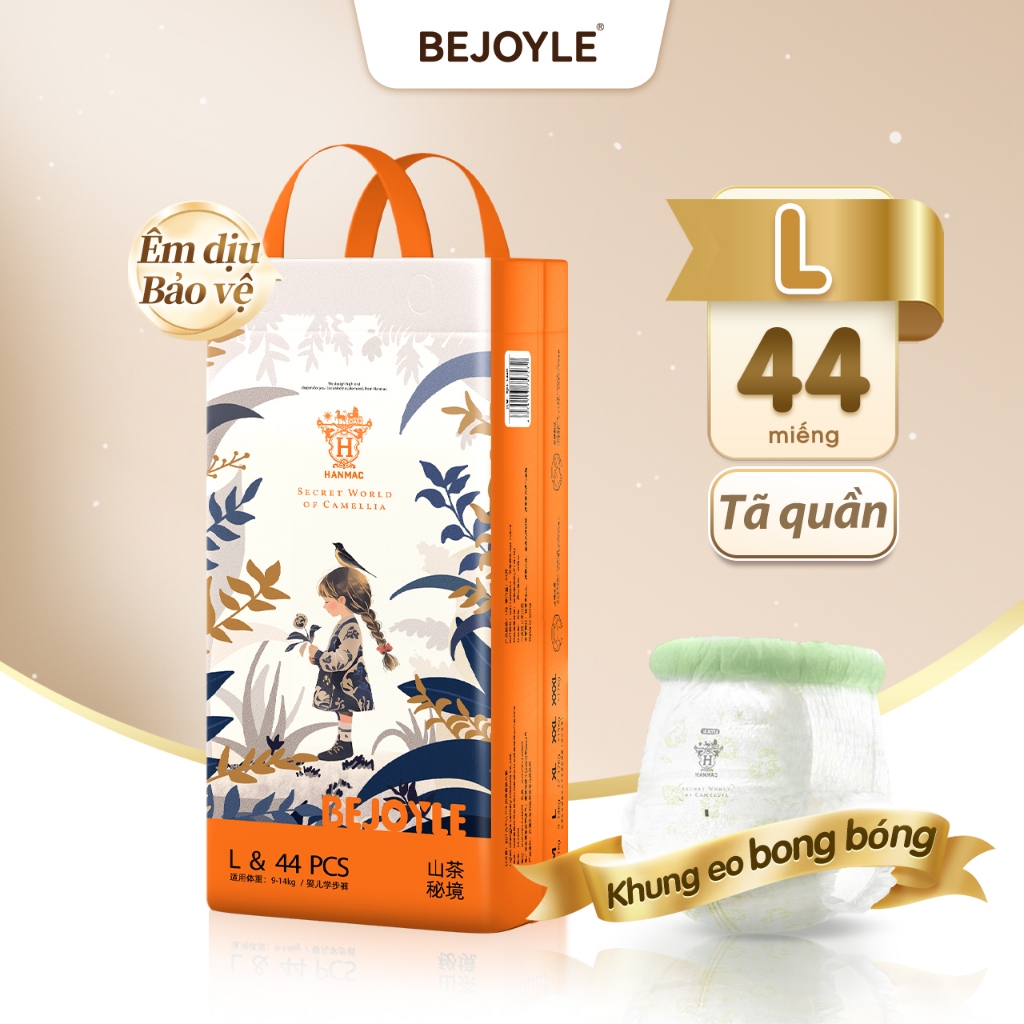 Hanmac Bỉm Bejoyle Tã Dán Tã Quần size S-XXXL 50 miếng Dòng sản phẩm Camellia Essence Eo mềm chất lư