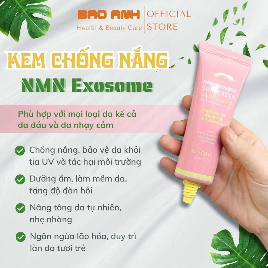 Kem Chống Nắng Ngừa Lão Hóa Trắng Da NMN Exosome Takashi Hika 40ml