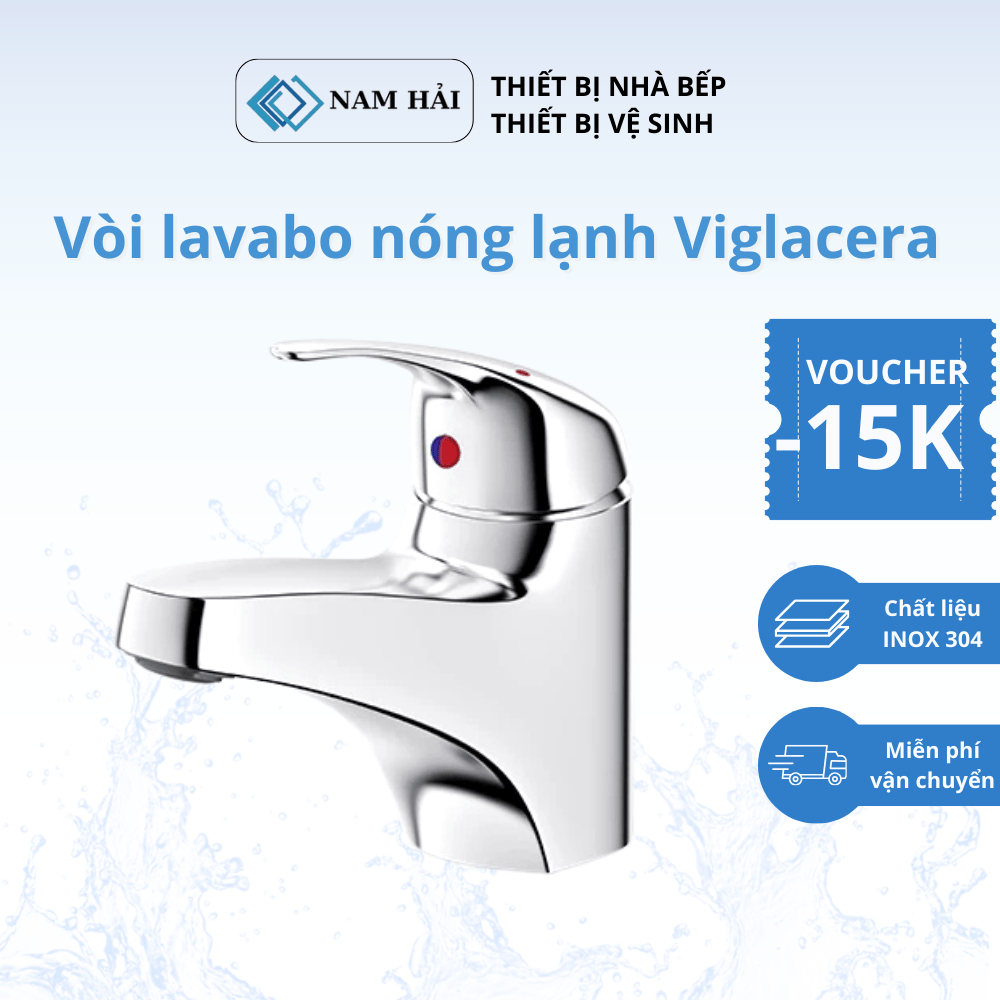 Vòi lavabo nóng lạnh Viglacera VG102, vòi gắn chậu thân thấp lavabo 1 lỗ