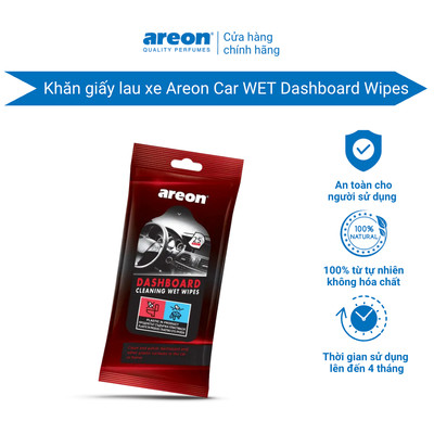 Khăn giấy lau xe Areon Car WET Dashboard Wipes - 1 gói 25 tờ