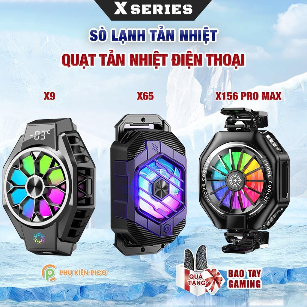 Quạt tản nhiệt điện thoại sò lạnh từ tính X65 / X12 Plus / X9 / X156 Pro Max Led RGB hỗ trợ tăng FPS