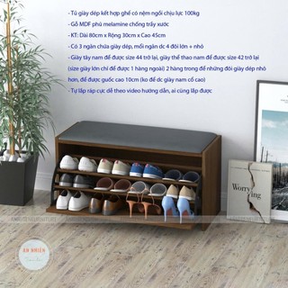  Tủ Giày Gỗ Cánh Lật Cao Cấp Kết Hợp Nệm Ghế Ngồi Mang Giày - Nội Thất An Nhiên  TG01 03  