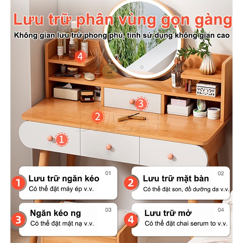 Bmzar bàn trang điểm bắc âu có đèn Led có gương sáng thông thời trang đơn giản hiện đại bàn | BigBuy360 - bigbuy360.vn