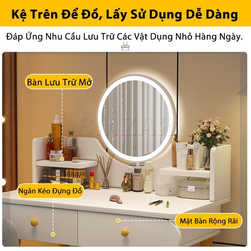 Bmzar bàn trang điểm bắc âu có đèn Led có gương sáng thông thời trang đơn giản hiện đại bàn | BigBuy360 - bigbuy360.vn