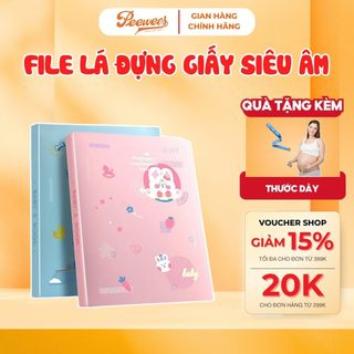 File đựng giấy siêu âm cho mẹ bầu PEEWEES 30 lá trong suốt, hỗ trợ lưu trữ thông tin trong suốt thai kỳ