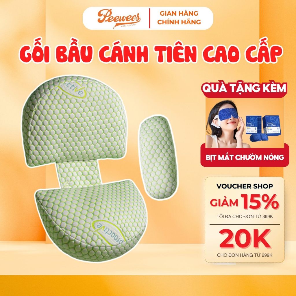 Gối bầu cánh tiên PEEWEES nâng đỡ bụng, giảm đau lưng giúp mẹ bầu ngủ ngon giấc vào những tháng cuối của thai kỳ