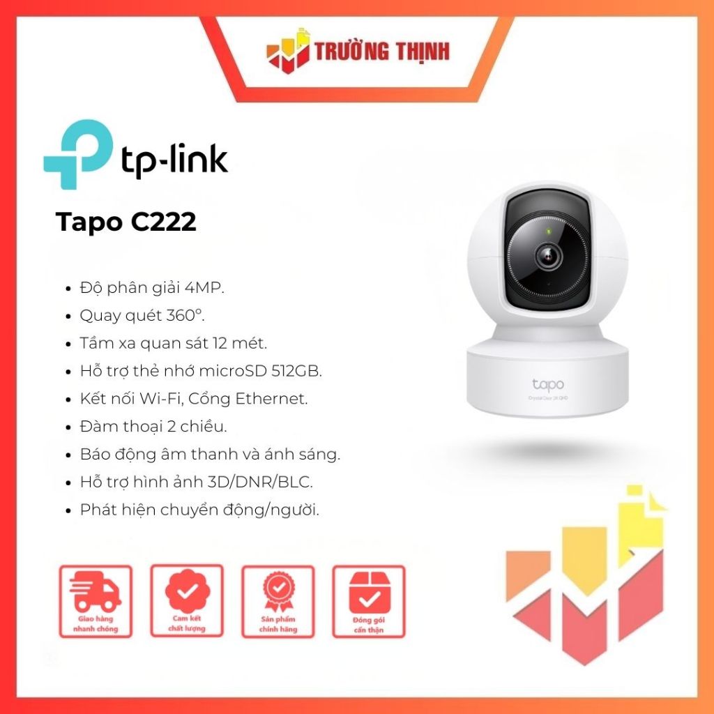 Camera AI Wifi 360 Độ 4MP TP-LINK Tapo C222