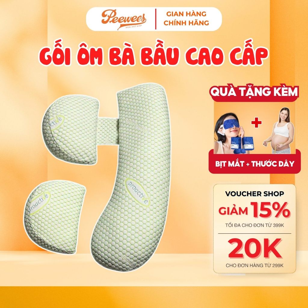 Gối Ôm Bà Bầu PEEWEES Cao Cấp Giảm Đau Lưng, Nâng Đỡ Bụng Giúp Mẹ Bầu Ngủ Ngon Giấc, Chất Liệu Sợi Tre Mềm Mịn