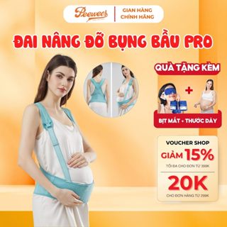 Đai nâng đỡ bụng bầu PeeWees Pro dây đeo vai cao cấp co giãn 4 chiều giảm đau lưng, rạn bụng, hỗ trợ cột sống