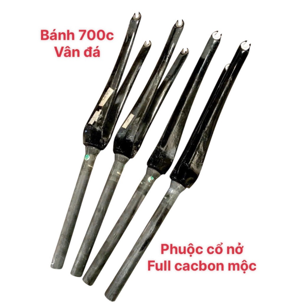 Phuộc full carbon mộc bánh 700c cổ nở dành cho xe đạp