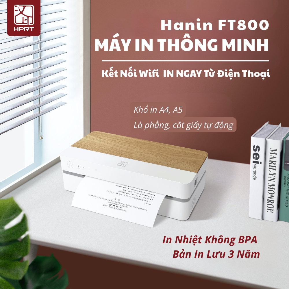 Máy In Thông Minh HPRT FT800 Khổ A4 In WiFi Từ Điện Thoại Giấy Nhiệt Không BPA Gia Đình Sinh Viên