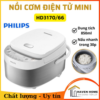 Nồi Cơm Điện Tử Mini PHILIPS HD3170/66 - Công Suất 600W , Dung Tích 850ml , Lòng Nồi Chống Dính