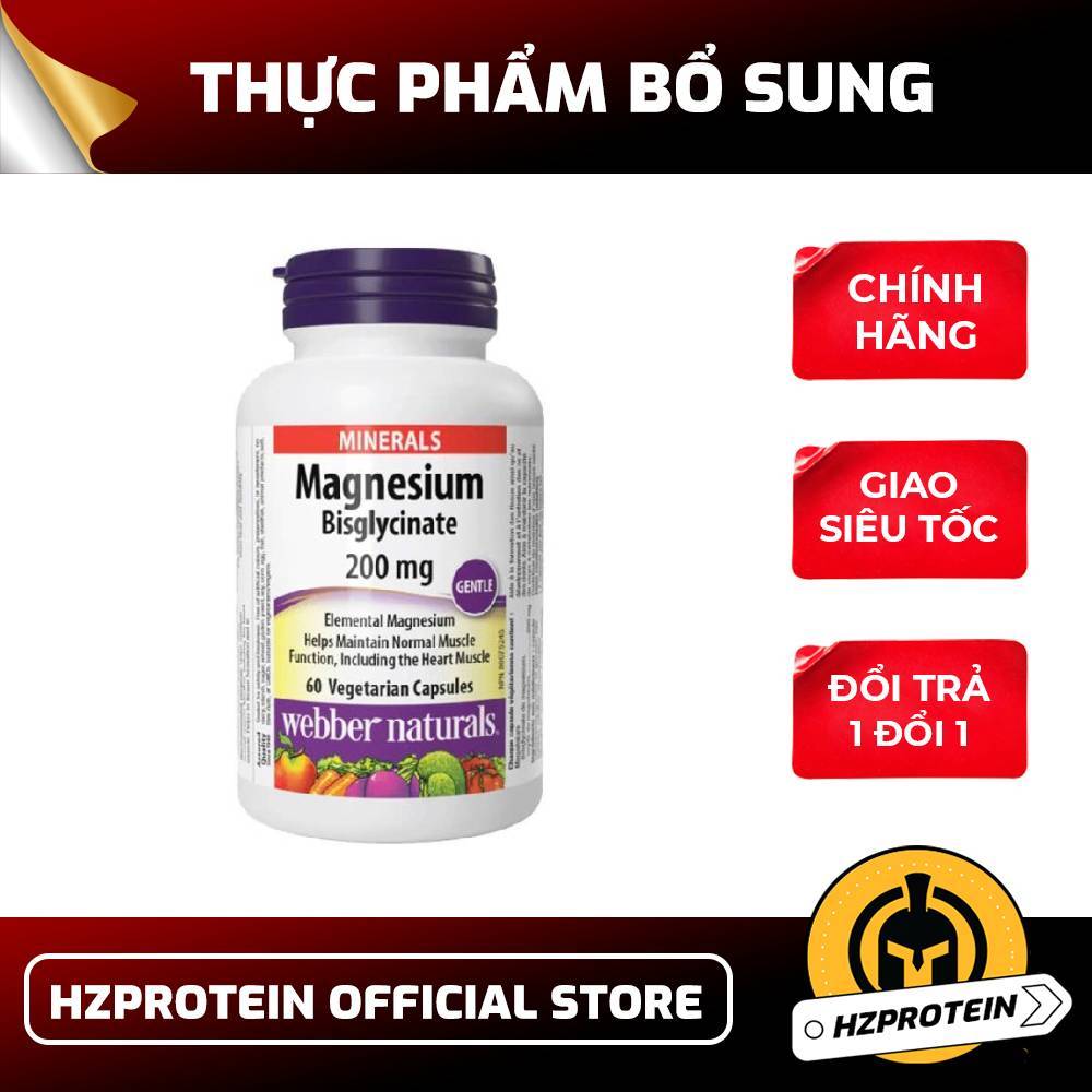 WEBBER NATURALS MAGNESIUM BISGLYCINATE 200MG – HỖ TRỢ GIẤC NGỦ