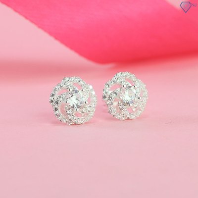 Bông tai bạc nữ mặt bông hoa đính đá sang trọng BTN0276 - Trang Sức TNJ