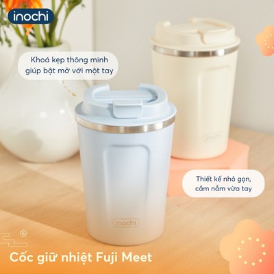 Cốc Giữ Nhiệt Inochi FUJI MEET, Thép Không Gỉ 316 Chính Hãng Cao Cấp. Thiết Kế Nhỏ Gọn Giữ Nhiệt Tốt. KHẮC TÊN + ICON