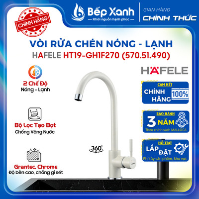 Vòi Rửa Chén Nóng Lạnh Hafele HT19-GH1F270 - Đồng Mạ Màu Đá & Crom - 2 Đường Nước
