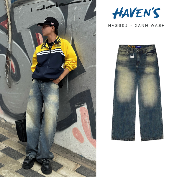 Quần Jeans HAVEN'S dáng suông ống rộng unisex form Straight Leg thiết kế Denim Cao Cấp - havenstyle