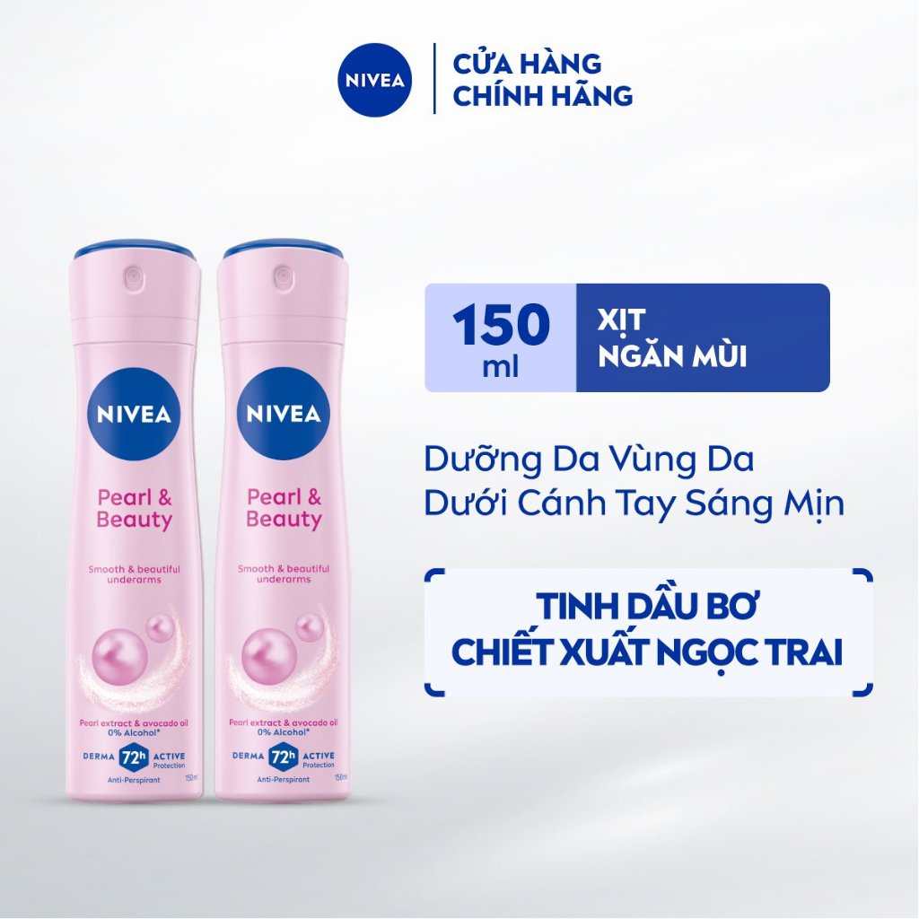[HOT DEAL LIVE] Bộ 2 Xịt Khử Mùi NIVEA Pearl&Beauty Dưỡng Sáng Da Ngọc Trai (150 ml) - 83731x2