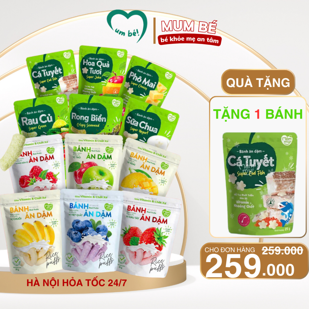 Bánh ăn dặm Mămmy đủ vị bổ dung dinh dưỡng, hòa tan trong miệng giúp bé tiêu hóa tốt cho be 6th