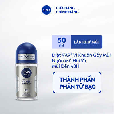 Lăn Ngăn Mùi NIVEA MEN Silver Protect Phân Tử Bạc Ngăn Khuẩn Gây Mùi Vượt Trội 50ml / Lăn Khử Mùi Nam - 83778
