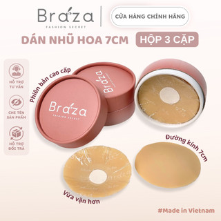  Miếng Dán Ngực Silicone Dán Ti Hộp 3 Cặp Không Lộ Màu Nhũ Sử Dụng Được Nhiều Lần Cao Cấp Braza -551 