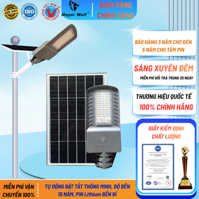 " CHÍNH HÃNG" Đèn năng lượng mặt trời bàn chải mắt lồi Mayor Wolf 500W, Chiếu sáng cả đêm