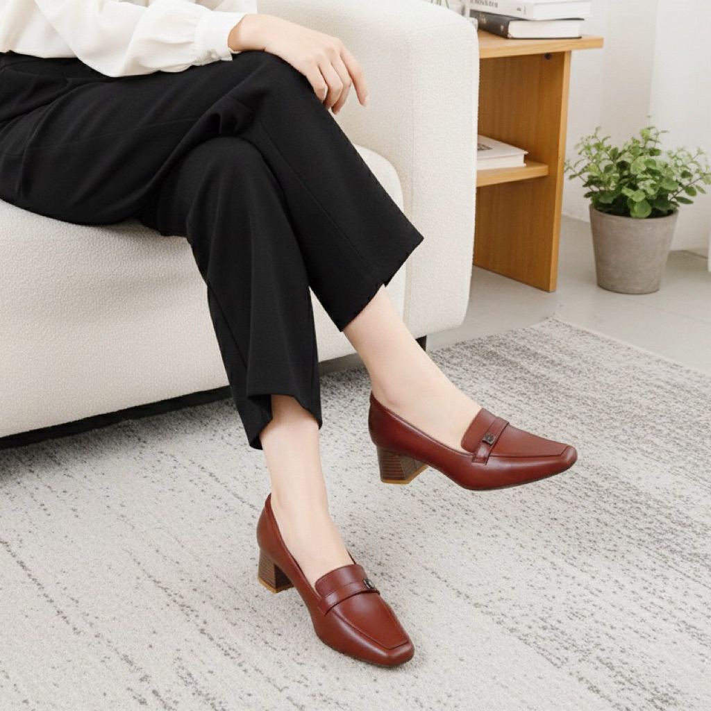 Giày da thật mũi vuông - 1039