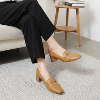 Giày da thật mũi vuông - 1039