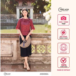  Áo kiểu trung niên thiết kế thanh lịch với chất liệu Gấm hoa quý phái thương hiệu Thiều Hoa AN5X0504 