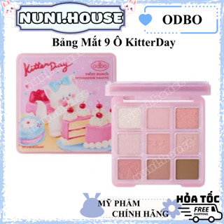   ODBO  Bảng Mắt ODBO 9 Ô OD2024 MÈO KITTY - Tặng Kèm Kẹp Tóc Cute Sweet Munch Eyeshadow Palette Puppy Day & Kitten Day 