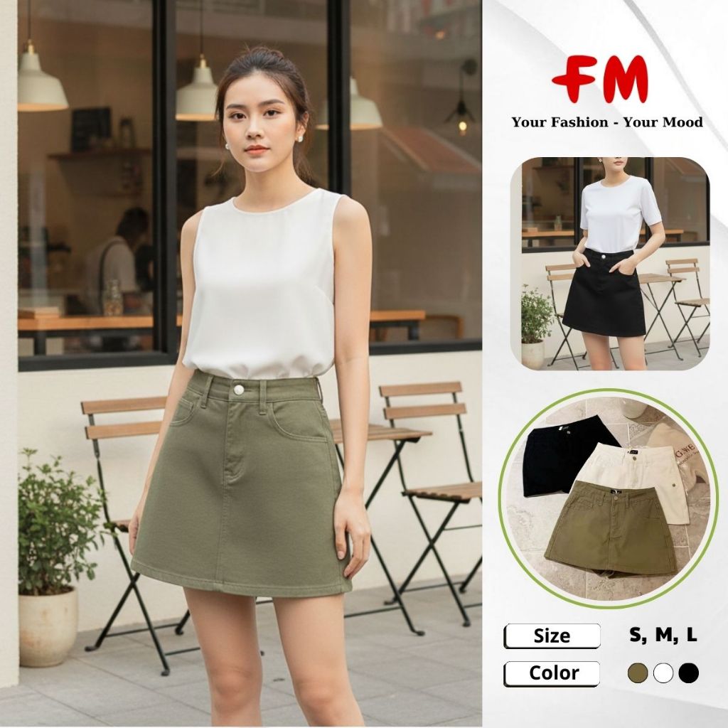 Chân Váy Jean Chữ A FMSTYLE Dáng Basic Trẻ Trung Cạp Cao Hack Dáng Dễ Phối Đồ 25112065