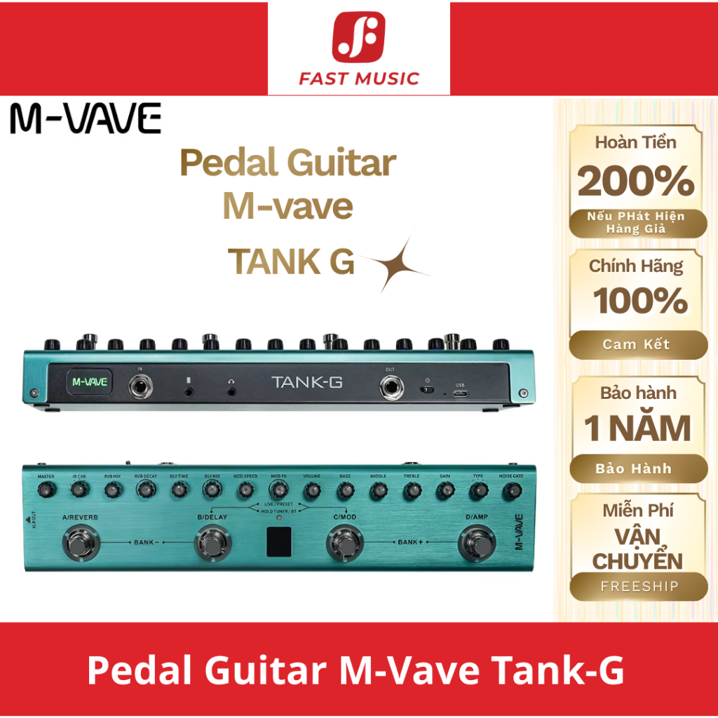Pedal Guitar M-Vave Tank G Chuyển Đổi Hiệu Ứng Âm Thanh Chính Hãng Tặng Kèm Tiếng Đi Show