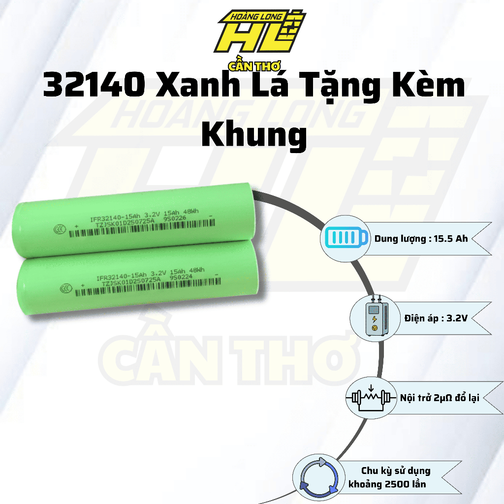 32140 15Ah Xanh Lá (Mới 100%) – Tặng Kèm Khung