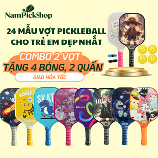  Vợt Pickleball Trẻ Em  tặng bóng quấn vợt  mặt vợt sợi thủy tinh siêu nhẹ bền dành cho trẻ từ 4 tuổi in 2 mặt đẹp nét 