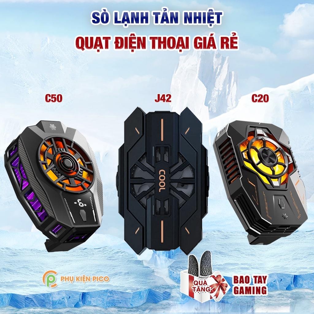 Quạt sò lạnh tản nhiệt điện thoại giá rẻ C20 C50 J22 J42 J86 Pro giảm nhiệt nhanh hỗ trợ tăng FPS Ga