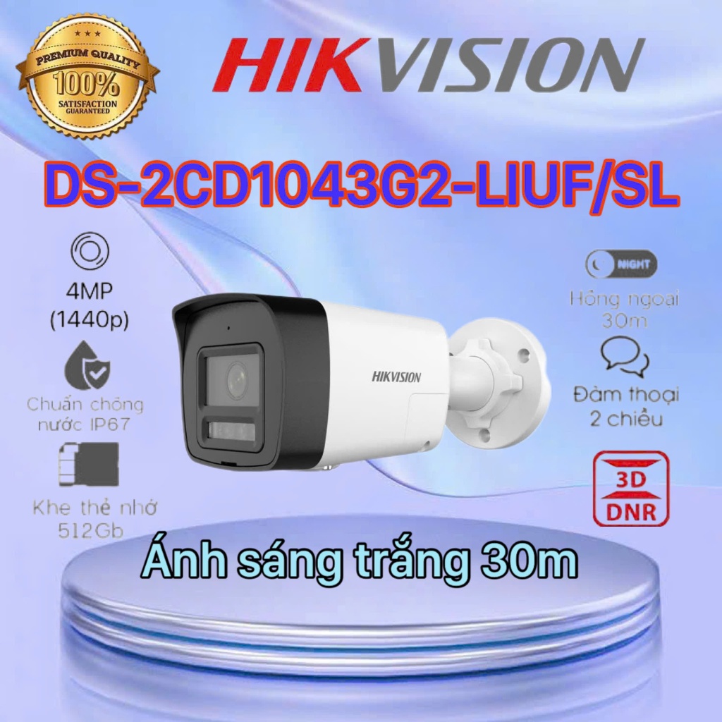 Camera IP 4MP thân trụ HIKVISION DS-2CD1043G2-LIUF/SL