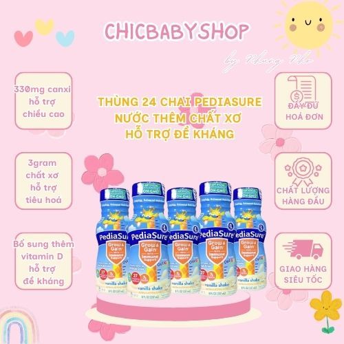 Thùng sữa nước Pediasure Grow Vani, 24 chai 237ml của Mỹ