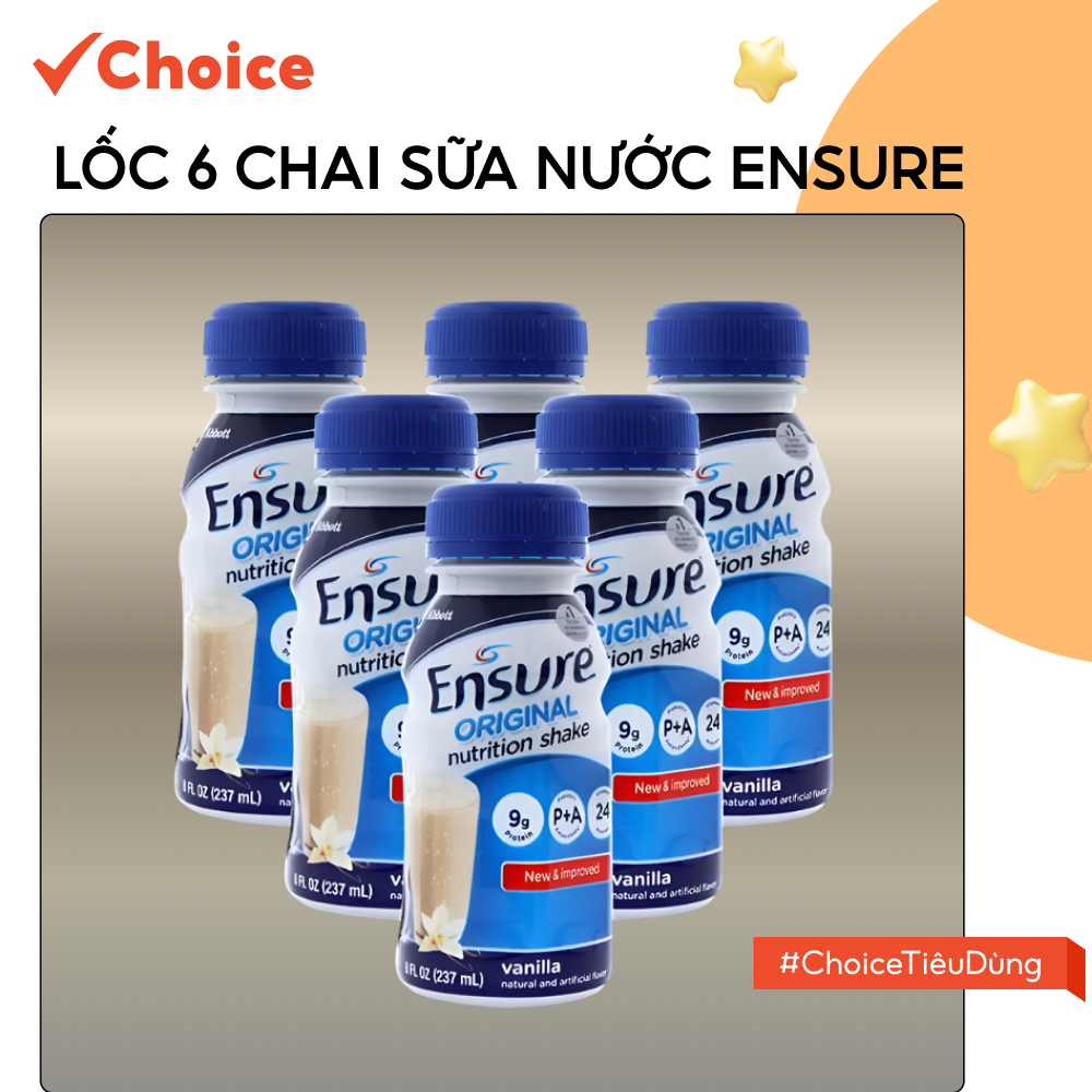 [Choice] Lốc 6 Chai Sữa Nước Ensure FM1-2418-59 Vanilla, 237ml/Chai