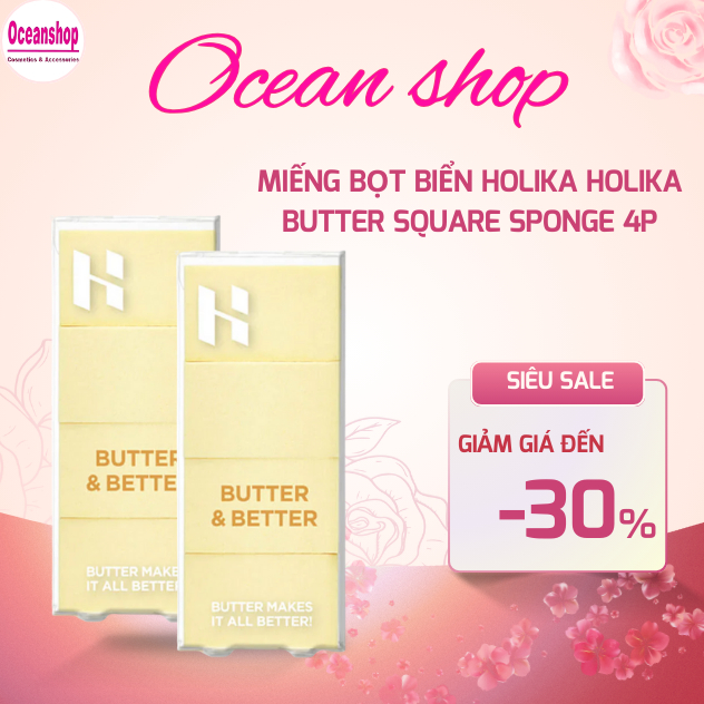 Miếng bọt biển Holika Holika Butter Square Sponge 4P