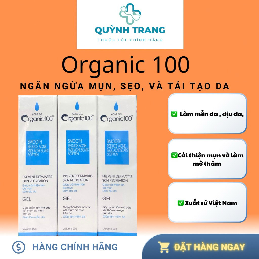 Gel mụn & mờ thâm sẹo ACNE GEL Organic 100 tuýp 20g - Tinh chất ngăn ngừa và giảm mụn trứng cá...