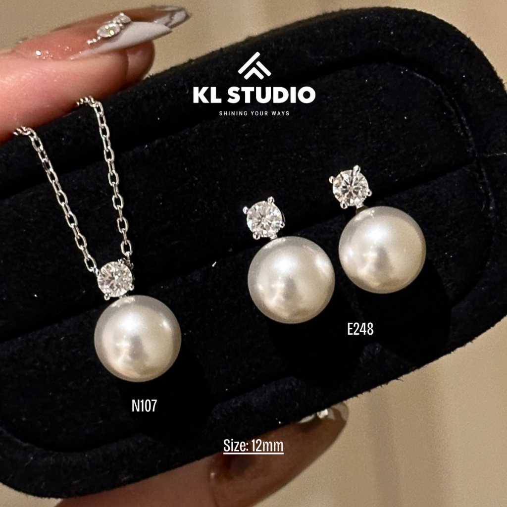 Vòng cổ titan KL.STUDIO mặt ngọc trai nhân tạo đính đá zircon - N107